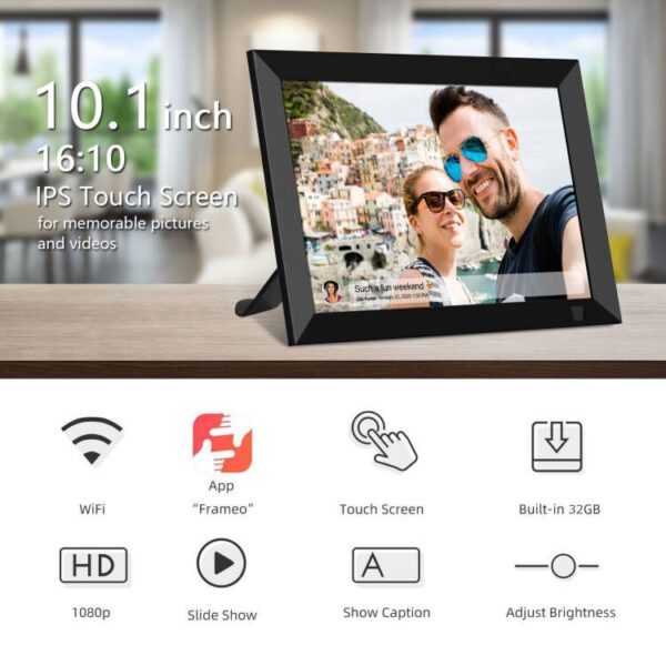 Digitaler Bilderrahmen - 10,1 Zoll Full IPS Bildschirm - WIFI Frameo - Schwarz – Bild 11