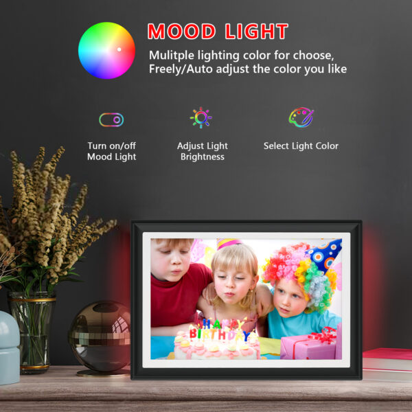 Digitaler Bilderrahmen - 10,1 Zoll Full IPS Bildschirm - WIFI Frameo - LED Ambiente – Bild 6