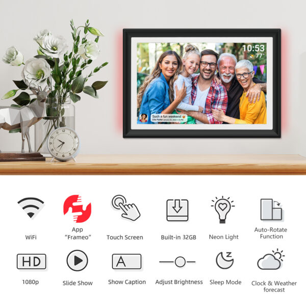 Digitaler Bilderrahmen - 10,1 Zoll Full IPS Bildschirm - WIFI Frameo - LED Ambiente – Bild 12